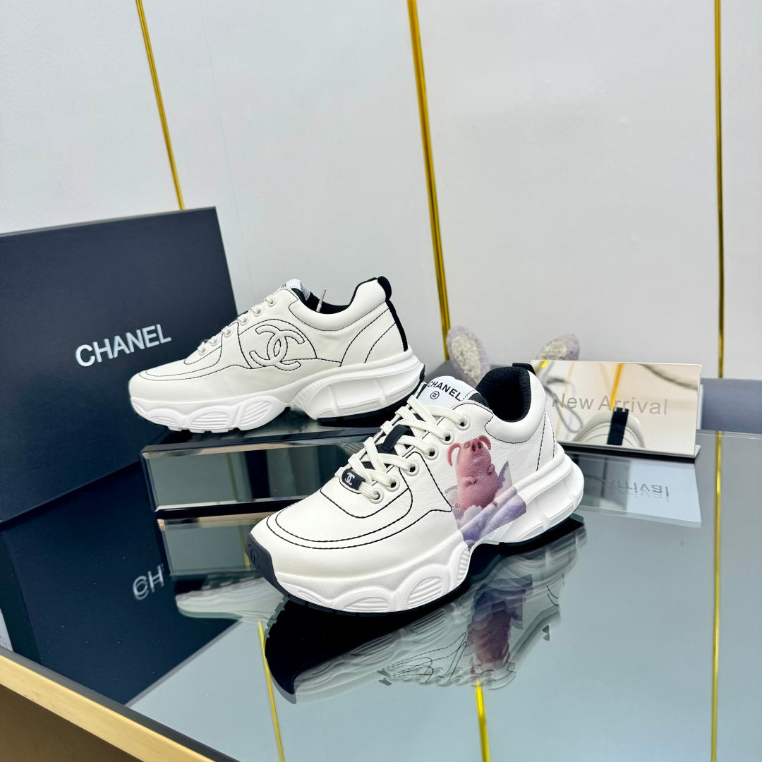 CHANEL TRAINERS SNEAKER IN WHITE CALFSKIN WITH STICKER 238627