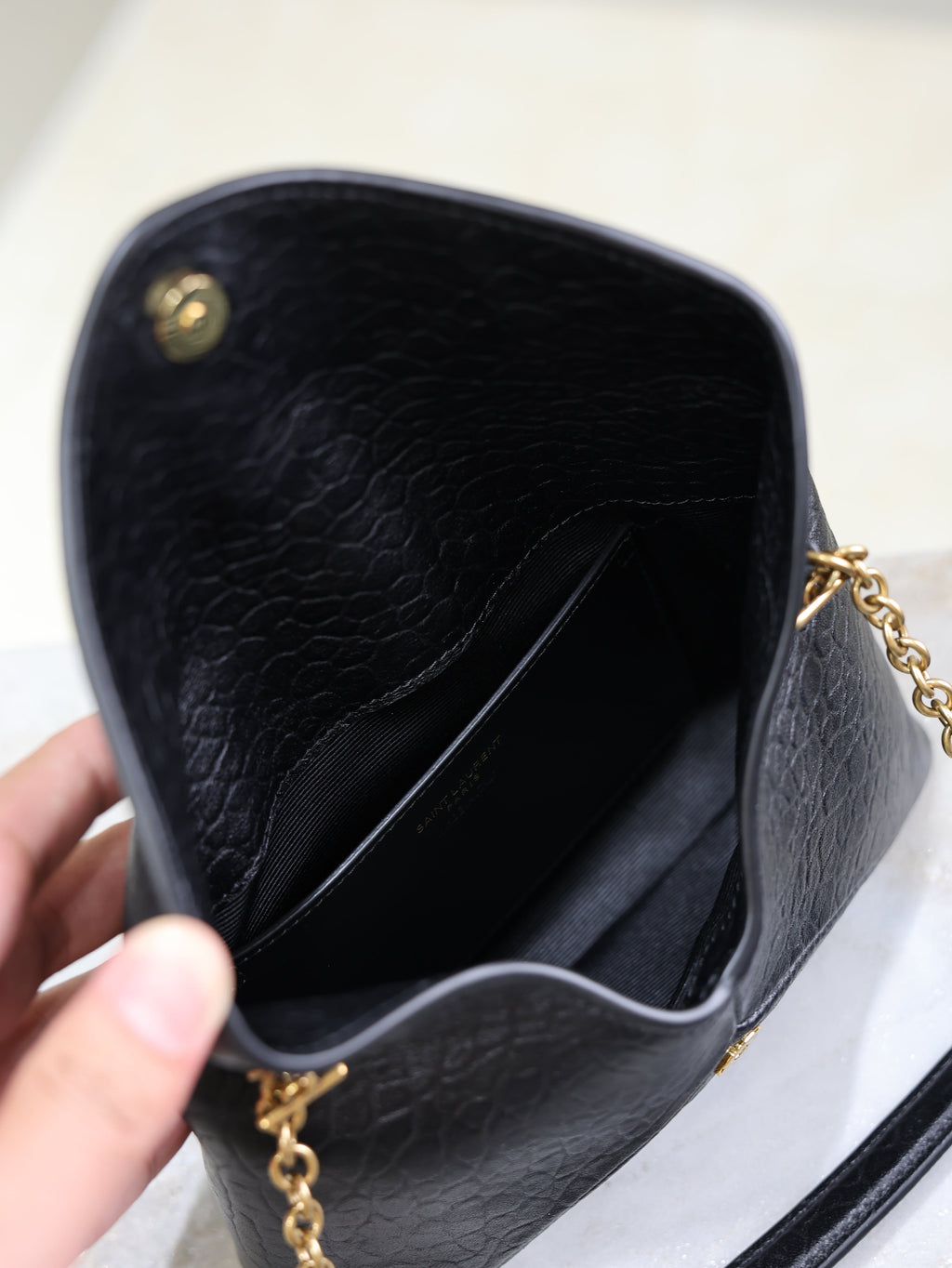YSL 25S CALYPSO MINI 19 IN BLACK LAMBSKIN GOLD HARDWRE