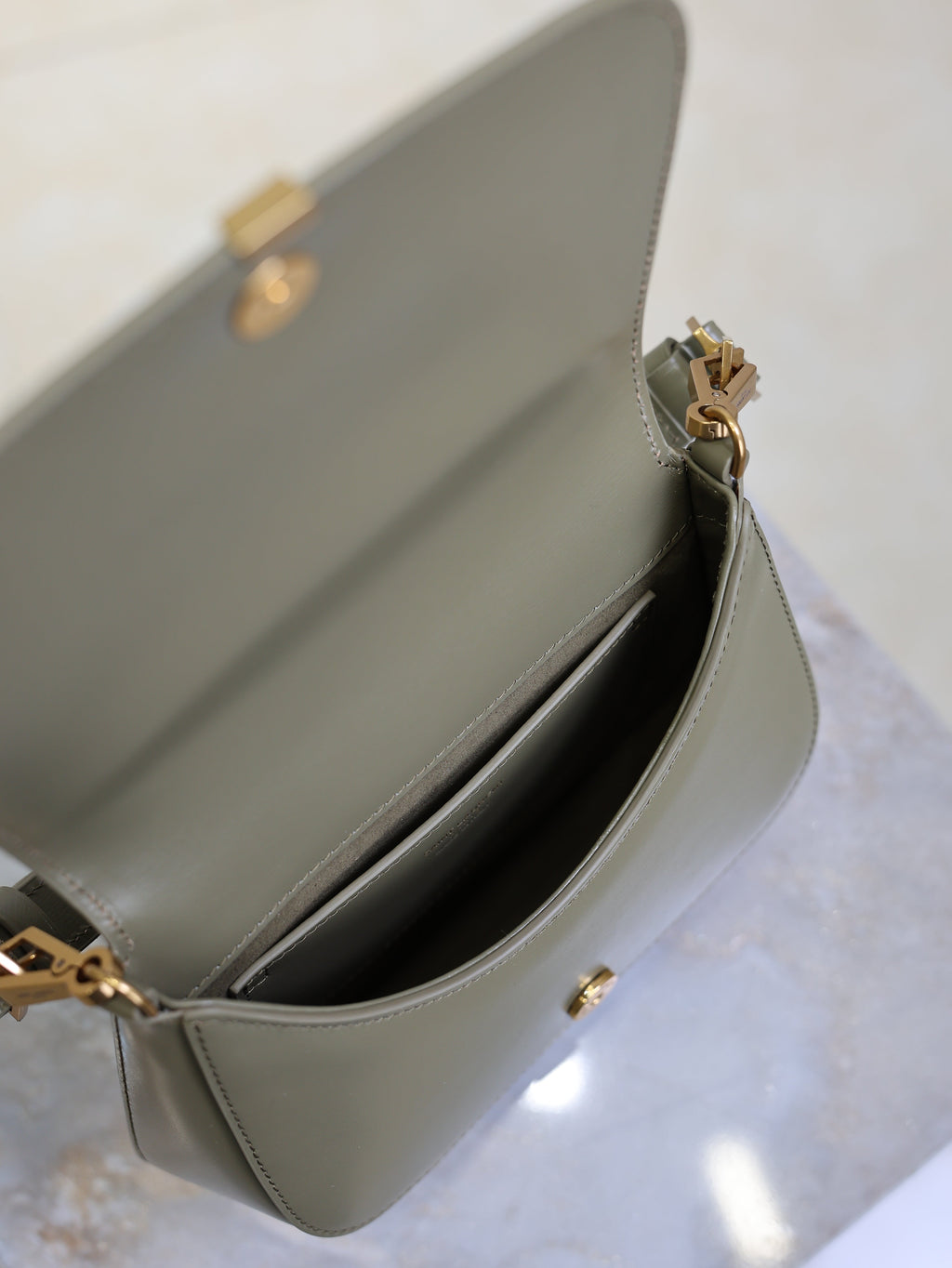 YSL 25S MINI VOLTAIRE 21 IN DEEP MUSK CALFSKIN SAINT LAURENT GOLD HARDWRE