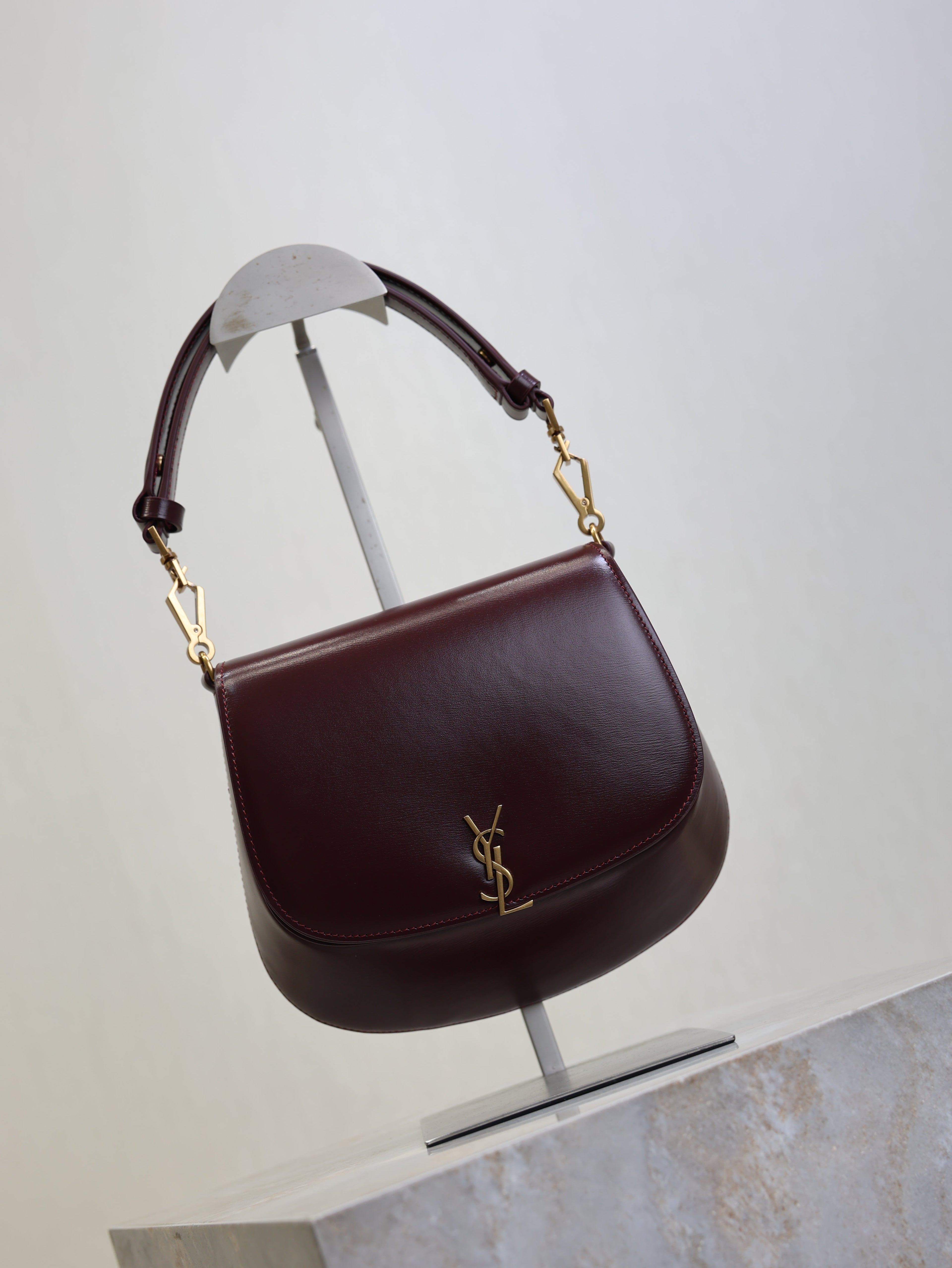 YSL 25S MINI VOLTAIRE 21 IN ROUGE CABERNET CALFSKIN SAINT LAURENT GOLD HARDWRE