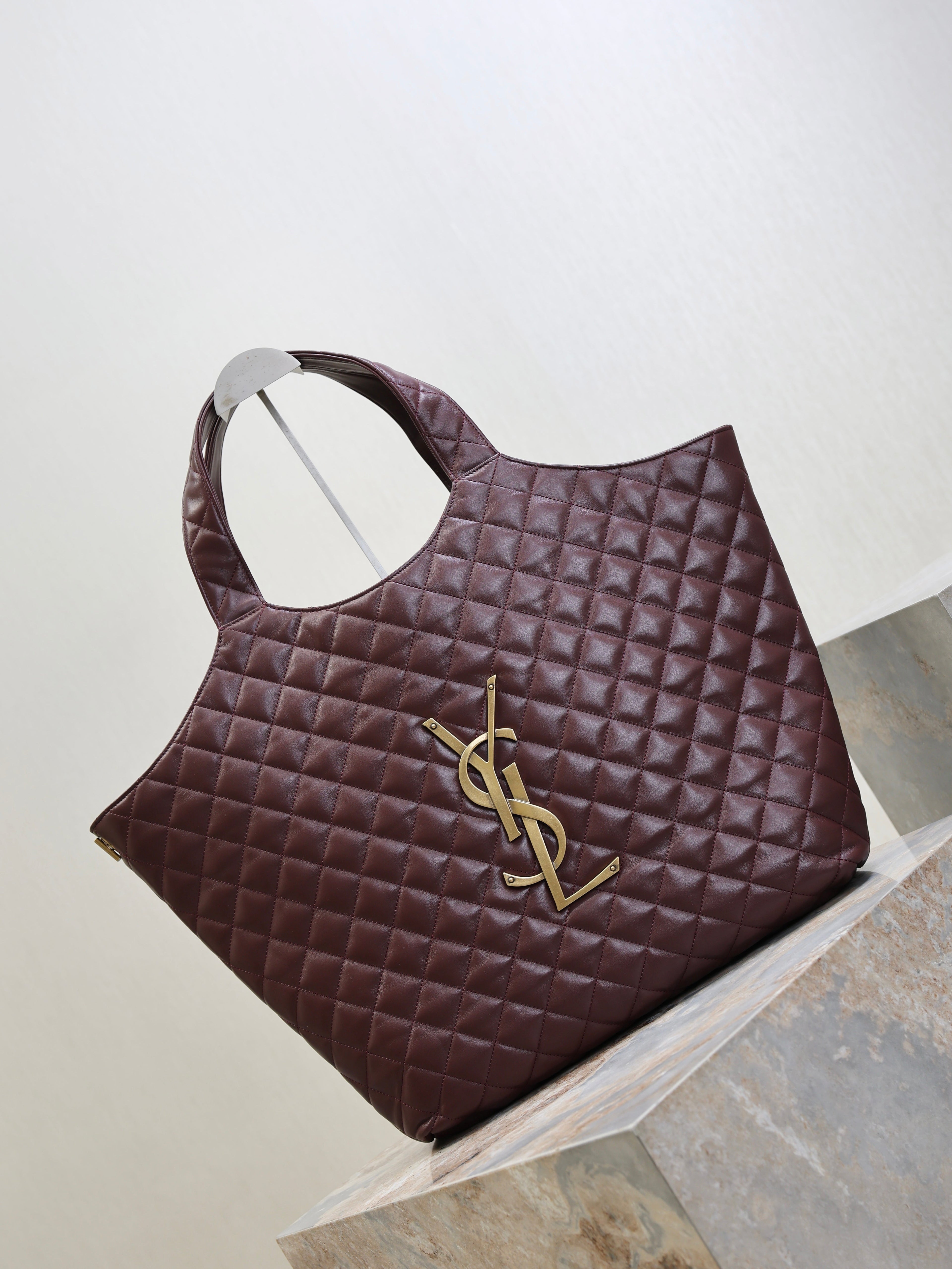 YSL 25S ICARE 27 IN ROUGE CABERNET QUILTED CALFSKIN GOLD HARDWARE