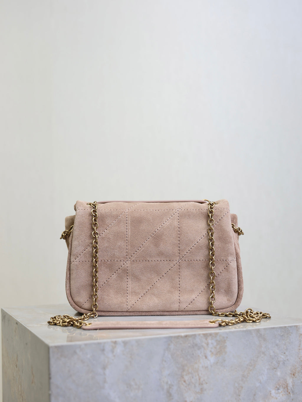 YSL 25S JAMIE 4.3 MINI 20 IN DUSTY ROSE BEIGE SUEDE GOLD HARDWARE