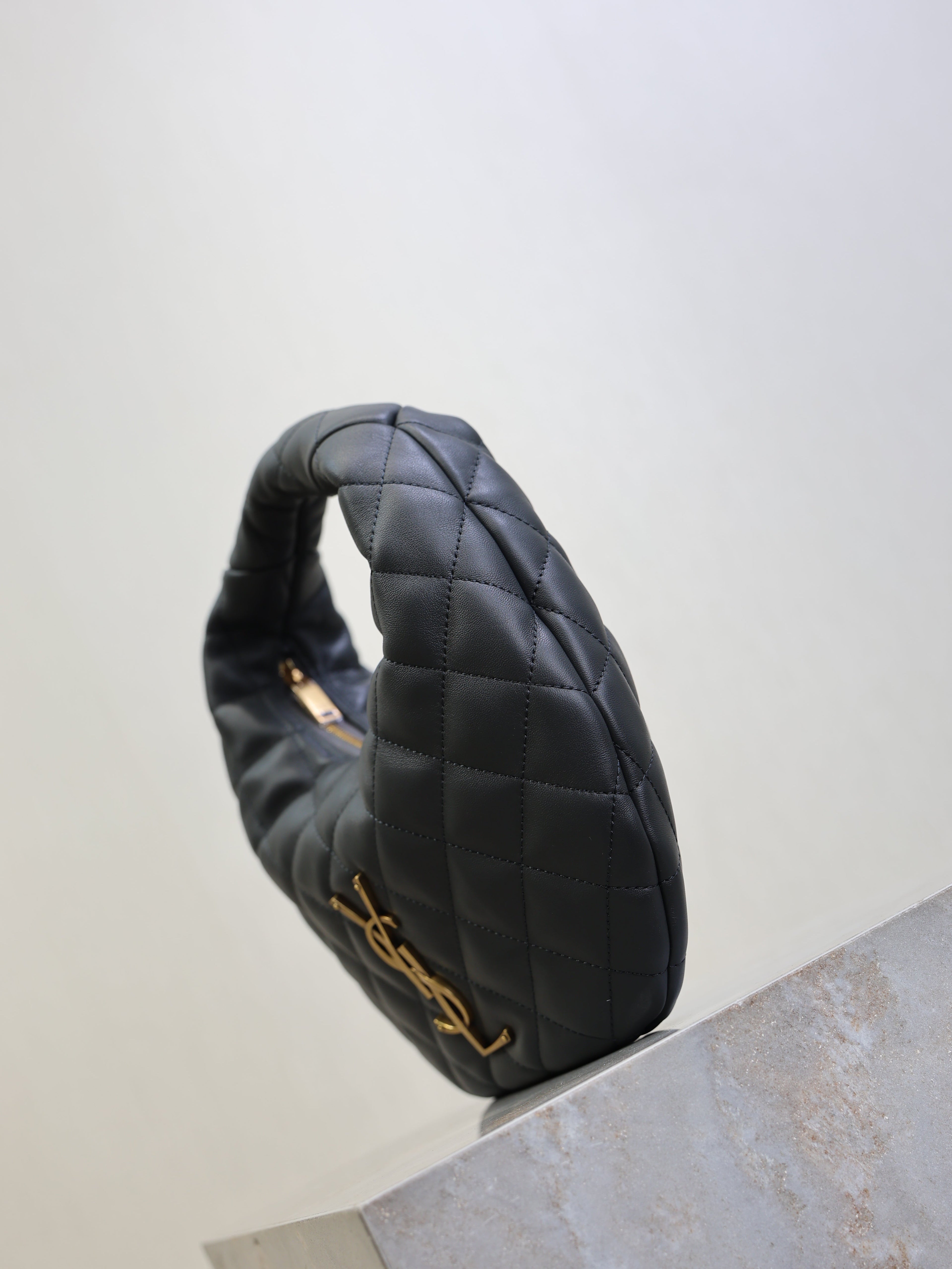 YSL 25S ICARINO 17 IN BLACK QUILTED CALFSKIN GOLD HARDWRE