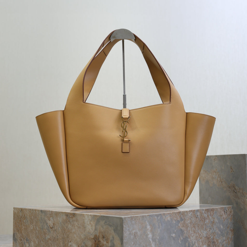 YSL 25S LE 5 À 7 BEA 50 IN DARK CARAMEL CALFSKIN GOLD HARDWARE