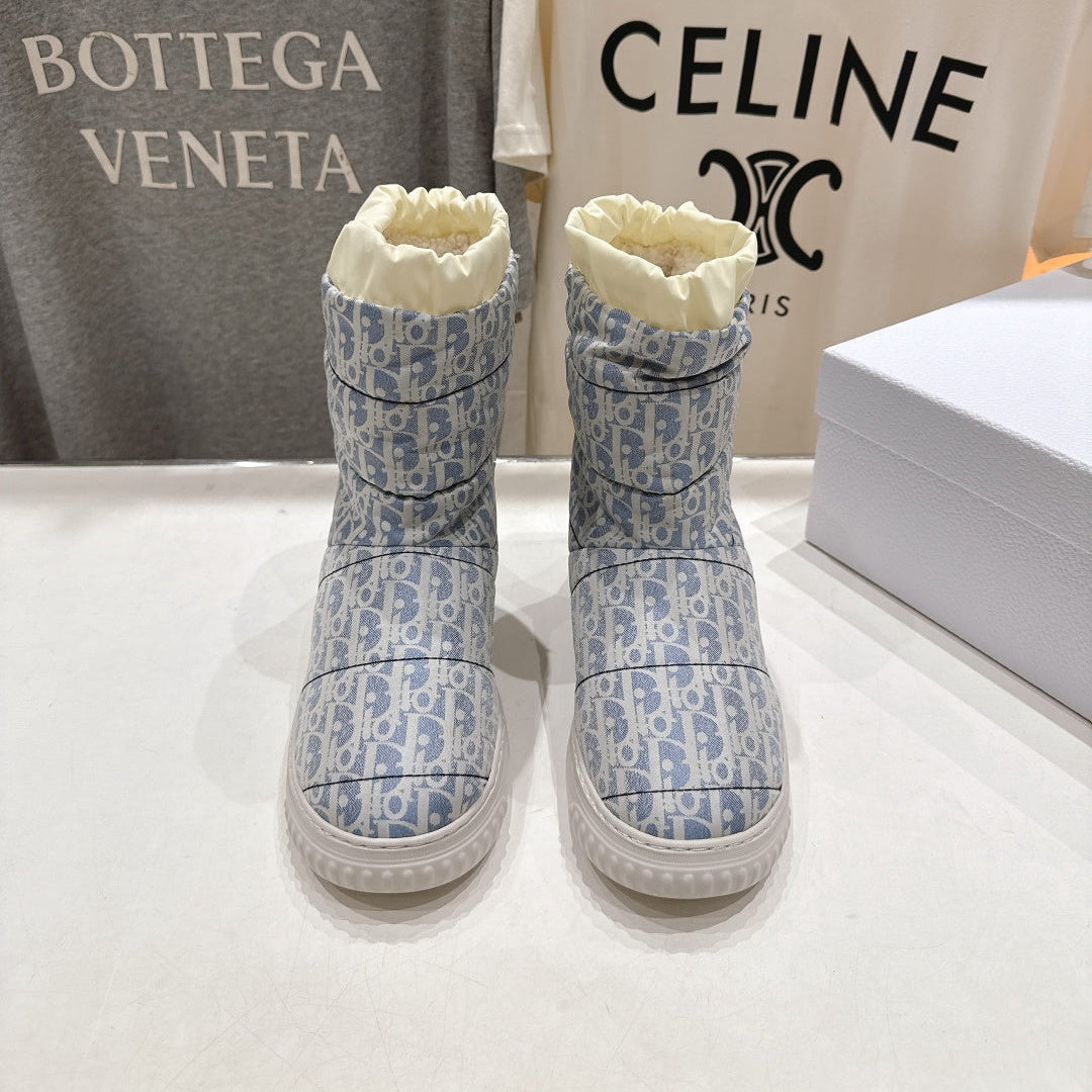DIOR 25S ANKLE BOOTS IN BLUE FEATHER