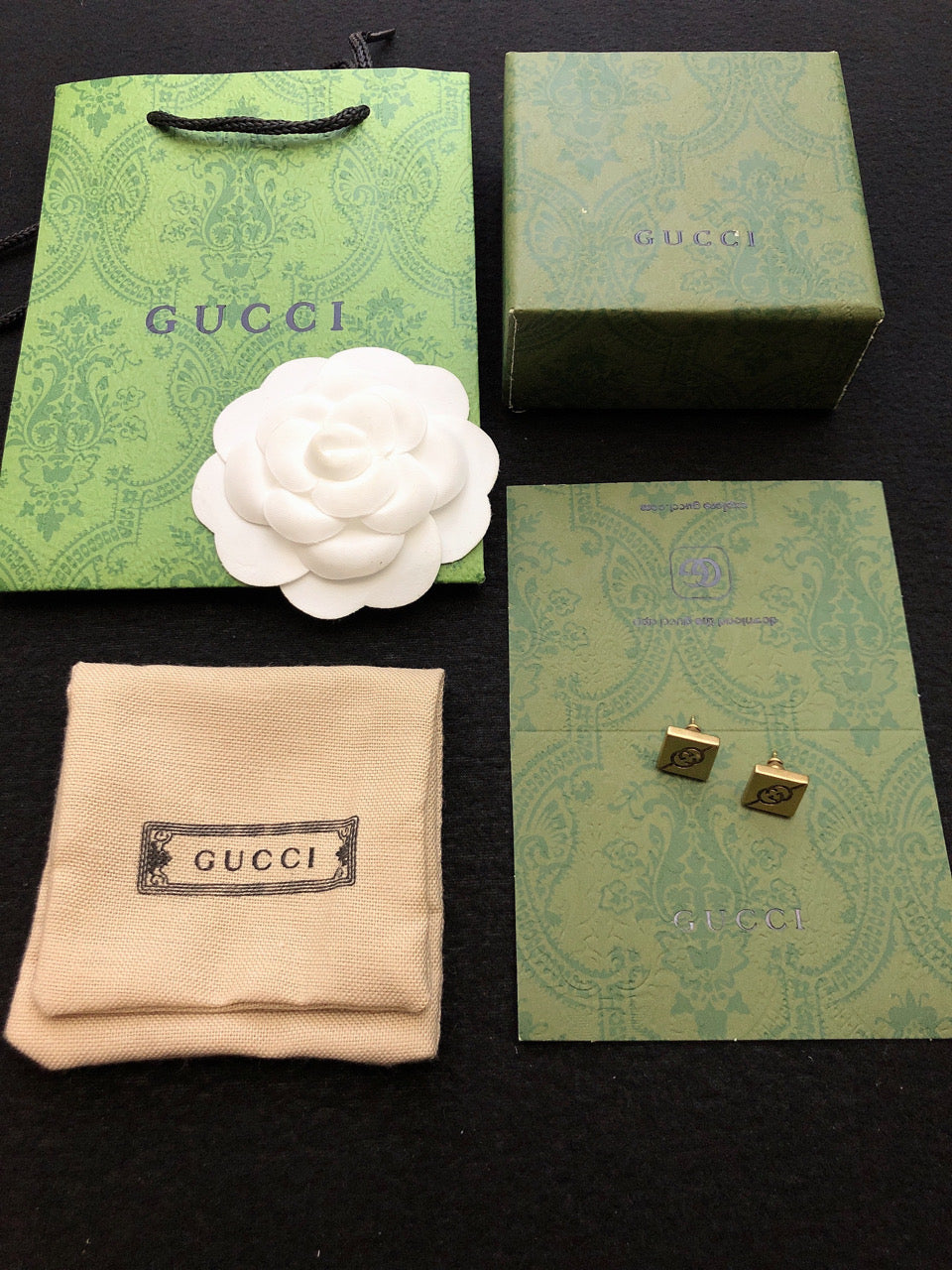 18K Double Gucci Cube Earrings