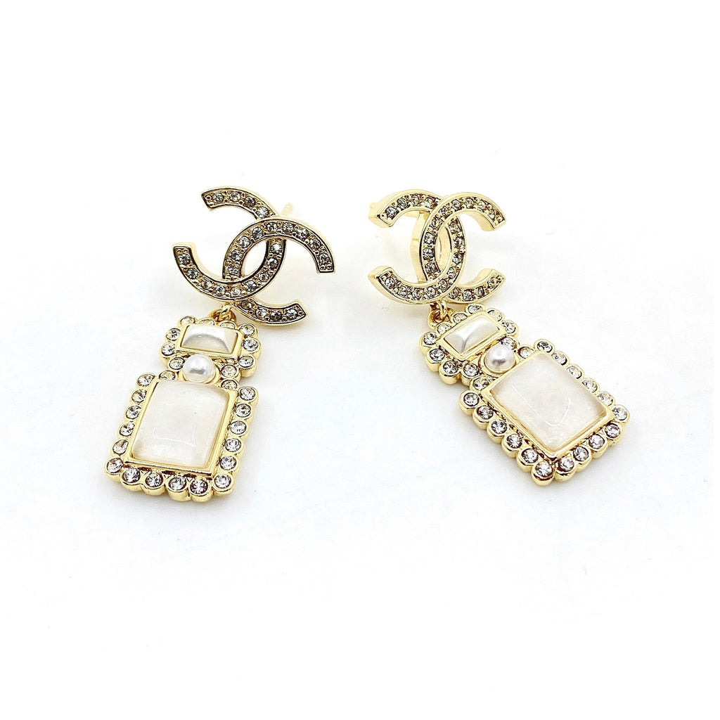 18K  Chanel Perfume Bottle Earrings