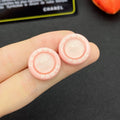 18K  Chanel Pink Round Earrings