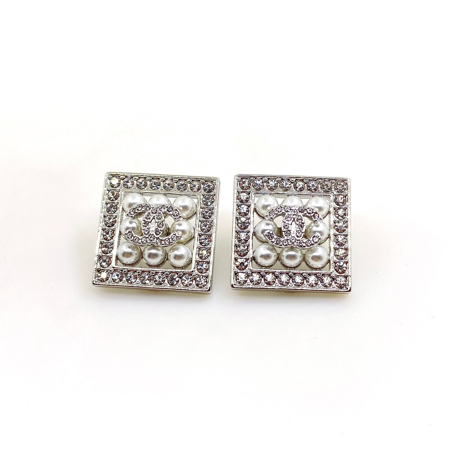 18K  Chanel Square Diamond Earrings