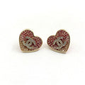 18K  Chanel Diamond Pink Heart Earrings