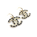 18K  Chanel Pendant Leather Earrings