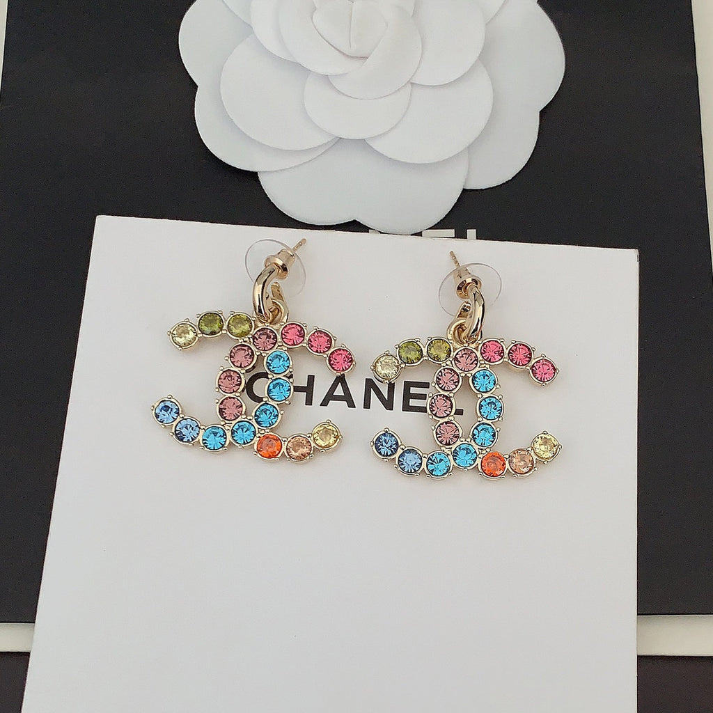 18K  Chanel Color Crystals Earrings