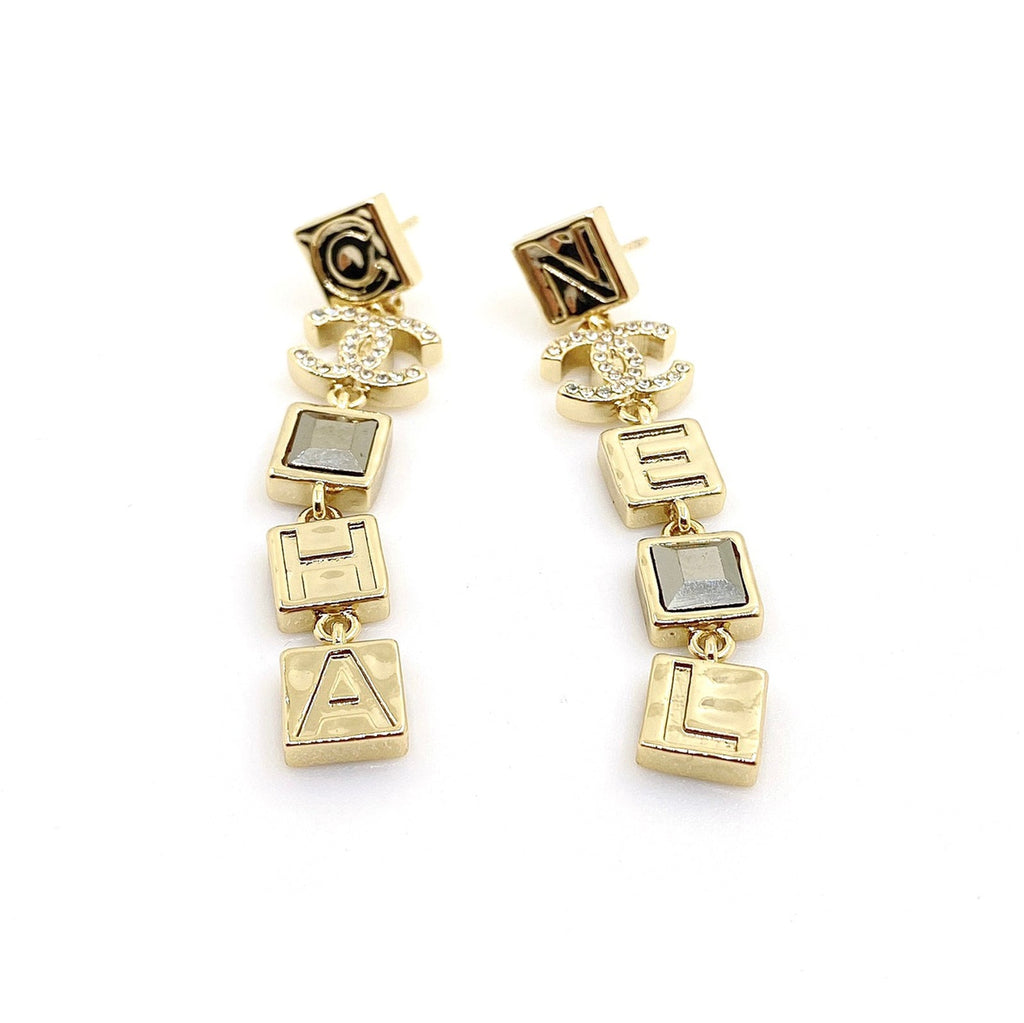18K  Chanel Crystals Long Earrings