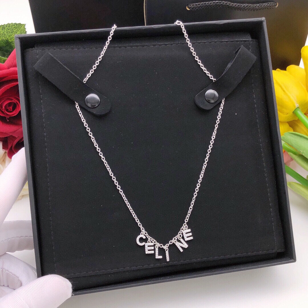 18K Celine Script Necklace