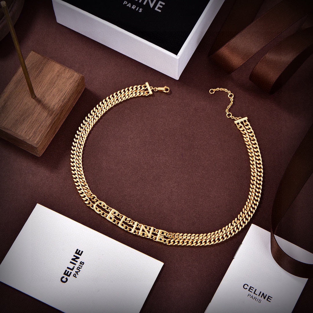 18K Celine Script Choker Necklace