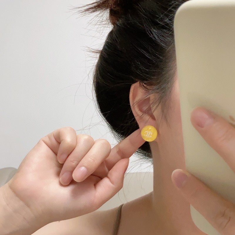 18K  Chanel Yellow Round Earrings