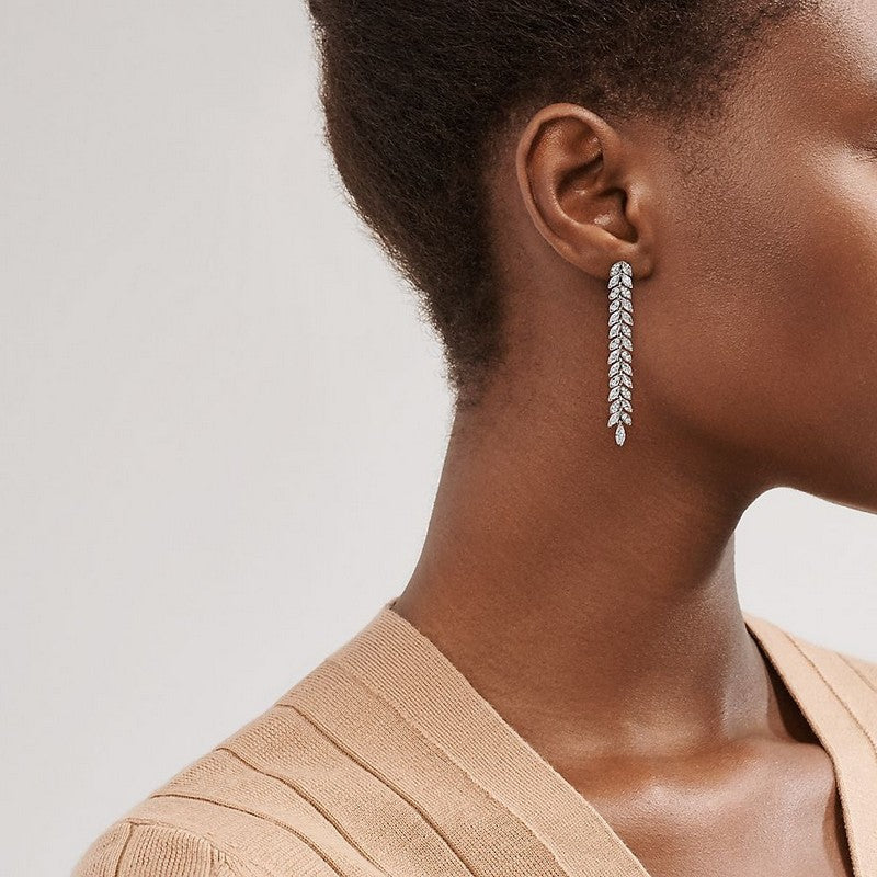 18K Tiffany Victoria Diamond Vine Drop Earrings