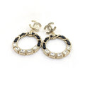 18K  Chanel Leather Cricle Earrings