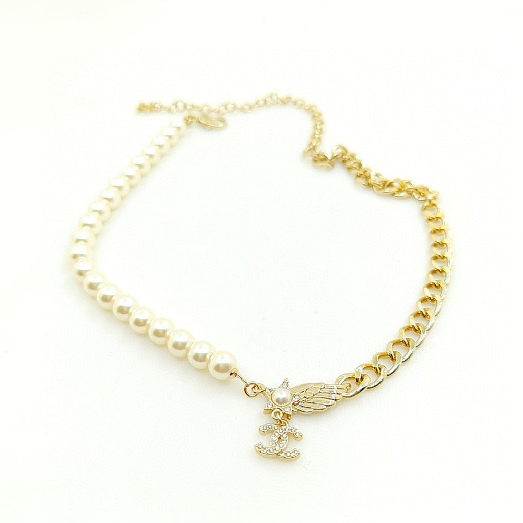 18K  Chanel Pearl Chain Choker Necklace