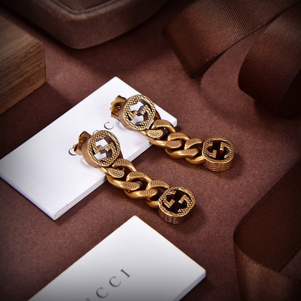 18K Double Gucci Chain Earrings