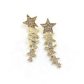 18K  Chanel Star Diamonds Long Earrings
