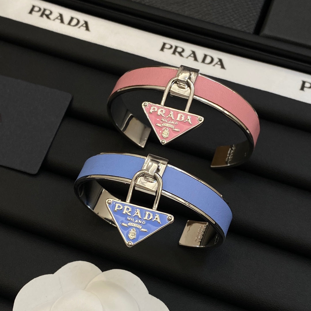 18K Prada Triangle Charm Cuff Bracelet