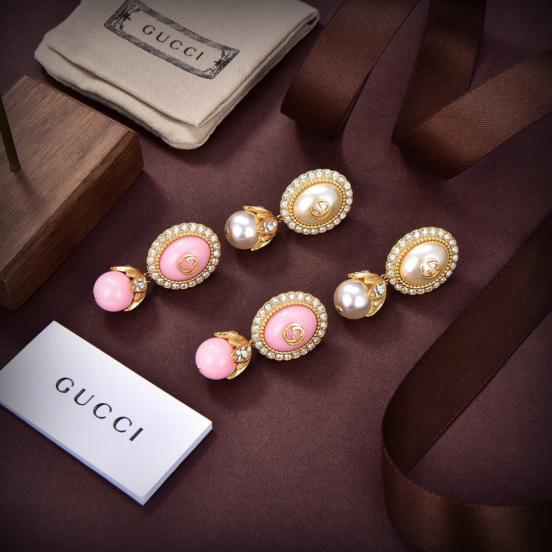 18K Double Gucci Pearl Earrings