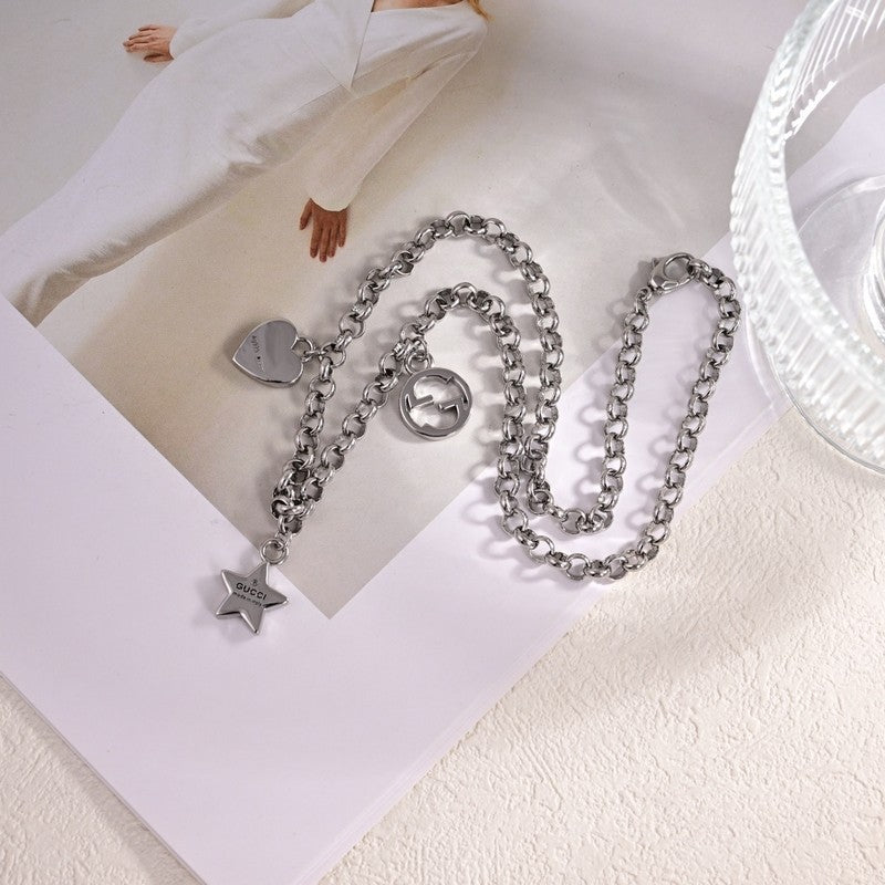 18K Double Gucci Star Chain Necklace