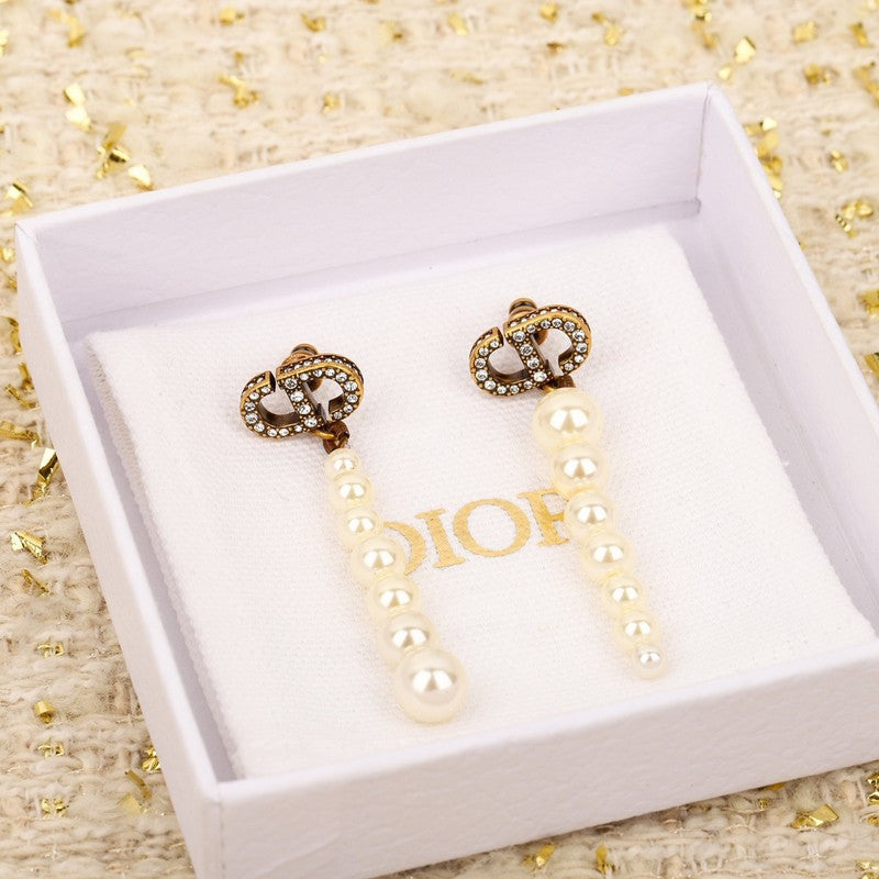 18K Dior Long Pearls Earrings
