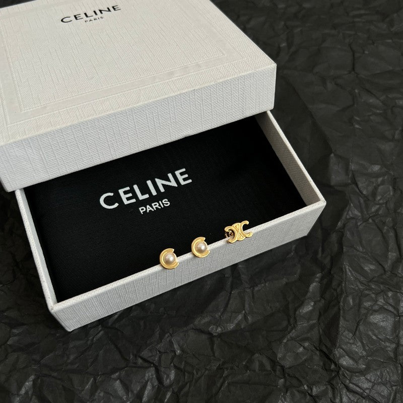 18K Celine Pearl Gold Earrings