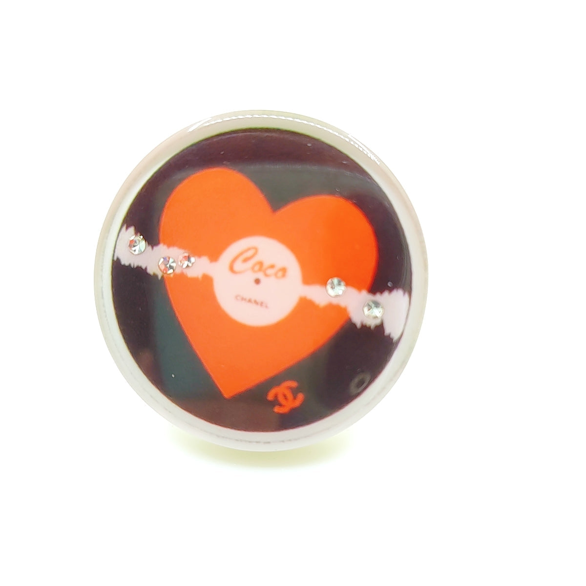 18K  Chanel Red Heart Resin Brooch