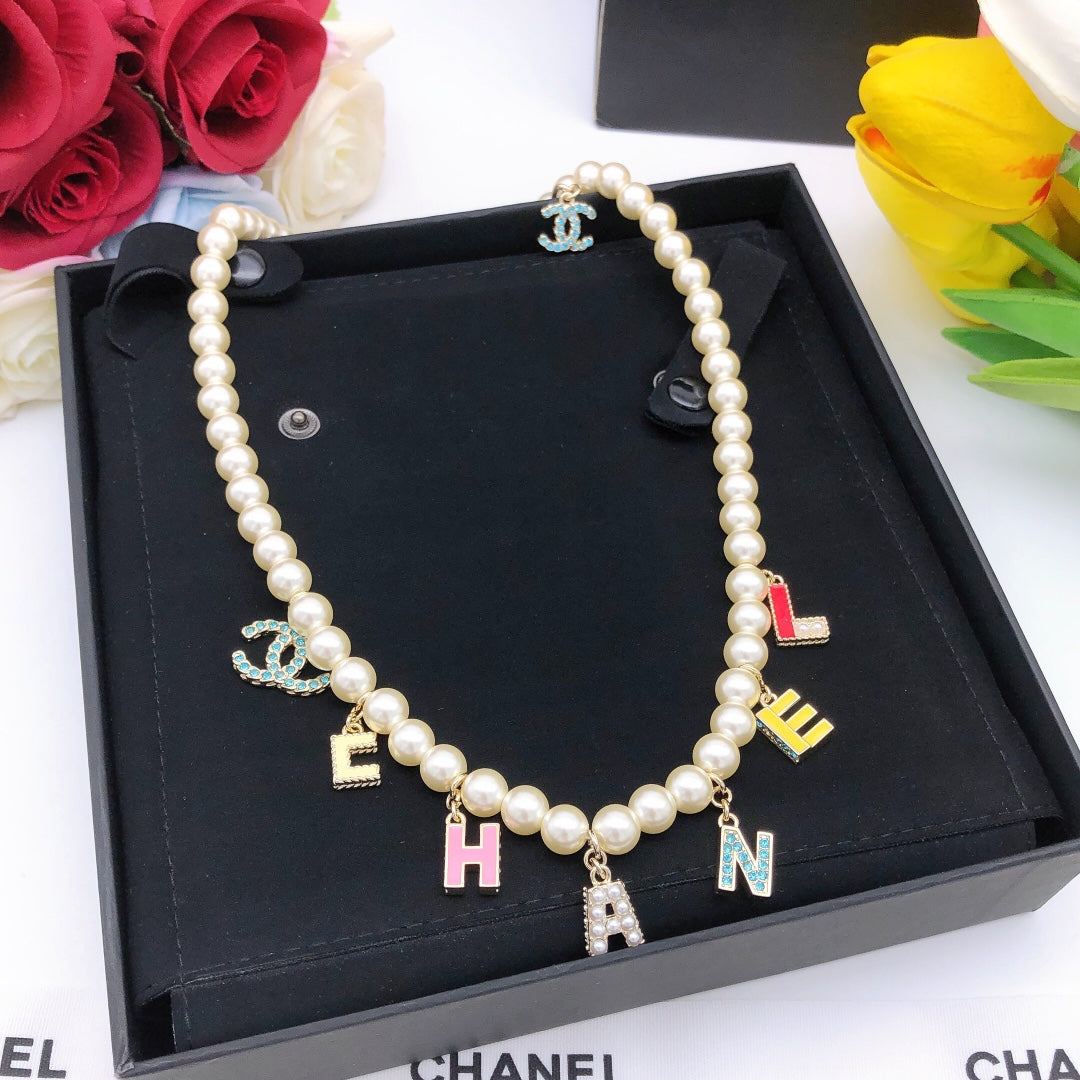 18K Dior Script Pearls Necklace