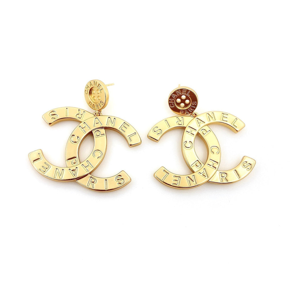 18K  Chanel Drop Pendant Earrings