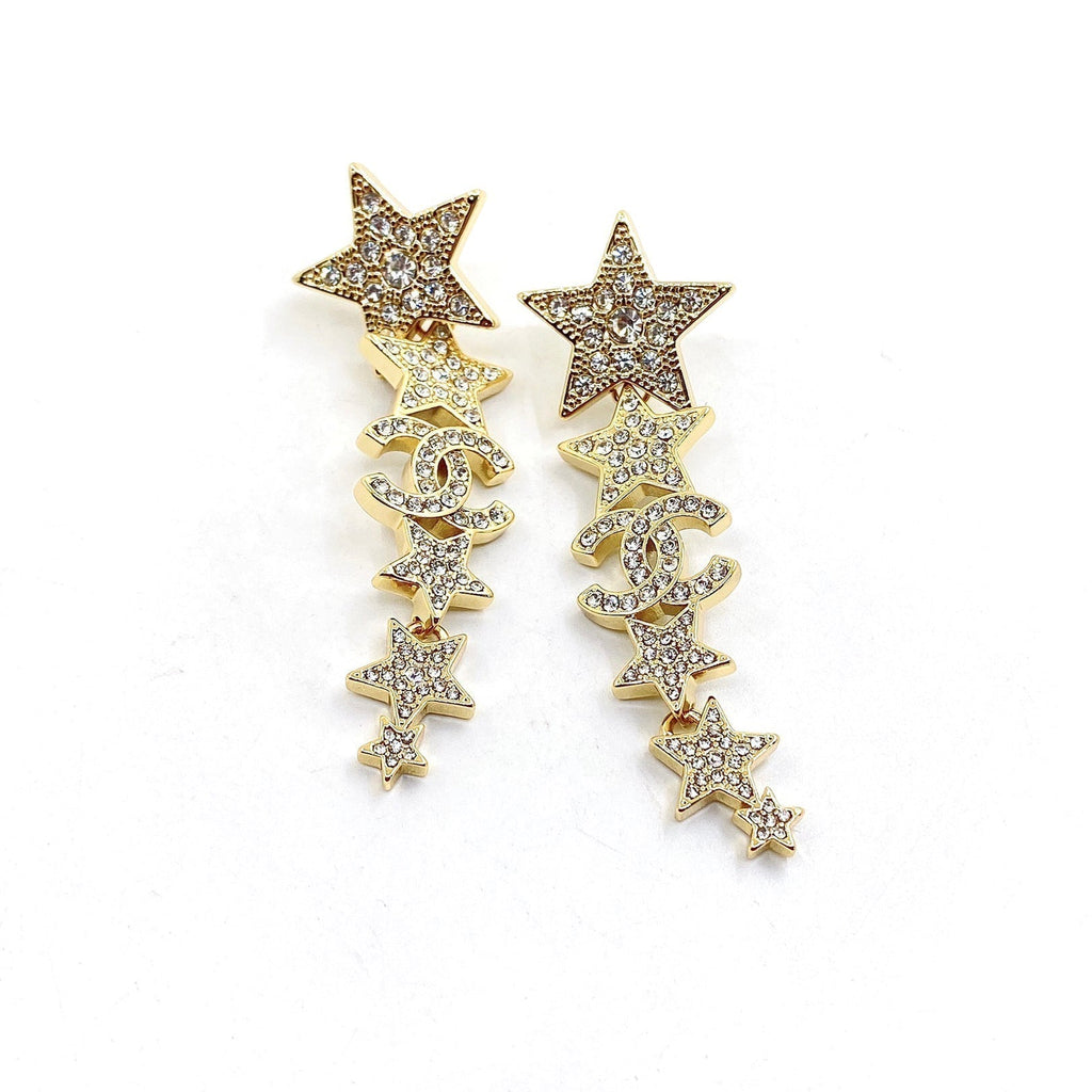 18K  Chanel Star Diamonds Pendant Earrings