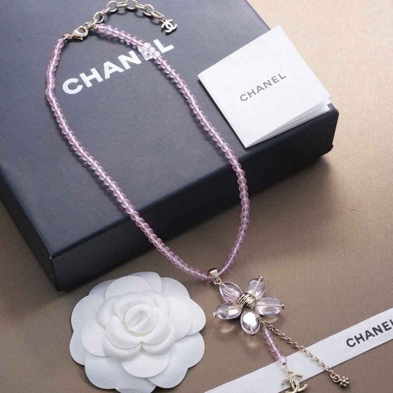 18K  Chanel Purple Crystal Flower Necklace
