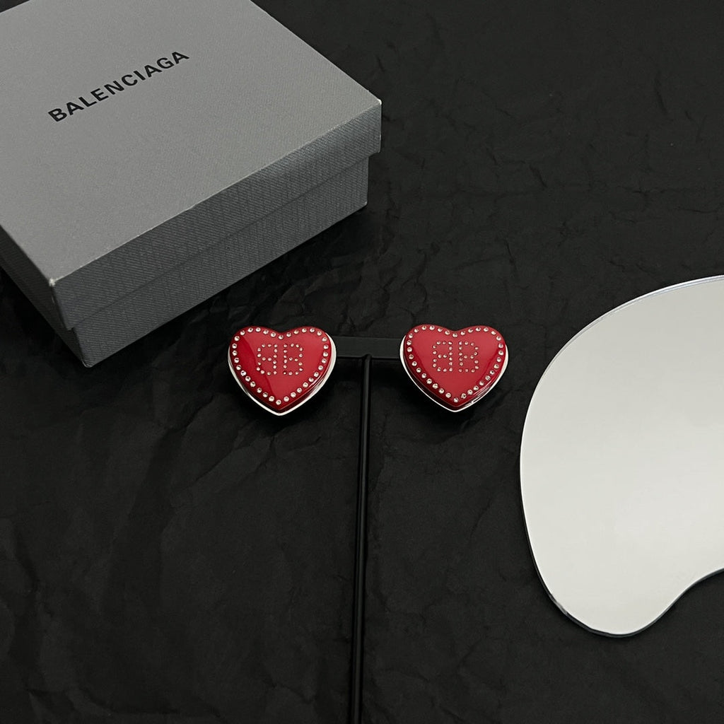 18K Balenciaga Red Heart Earrings