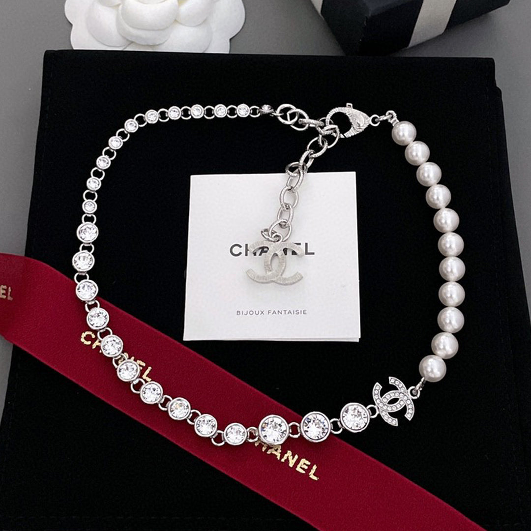 18K  Chanel Pearls Crystals Necklace