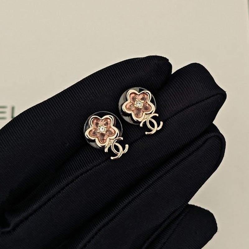 18K  Chanel Pink Crystal Earrings