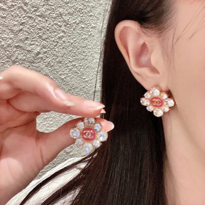 18K  Chanel Color Flower Diamond Earrings