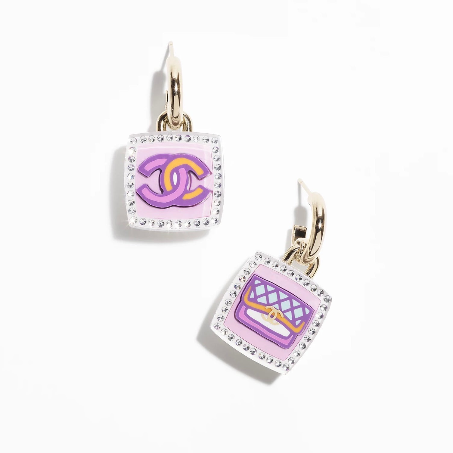18K  Chanel Pink Bottle Earrings