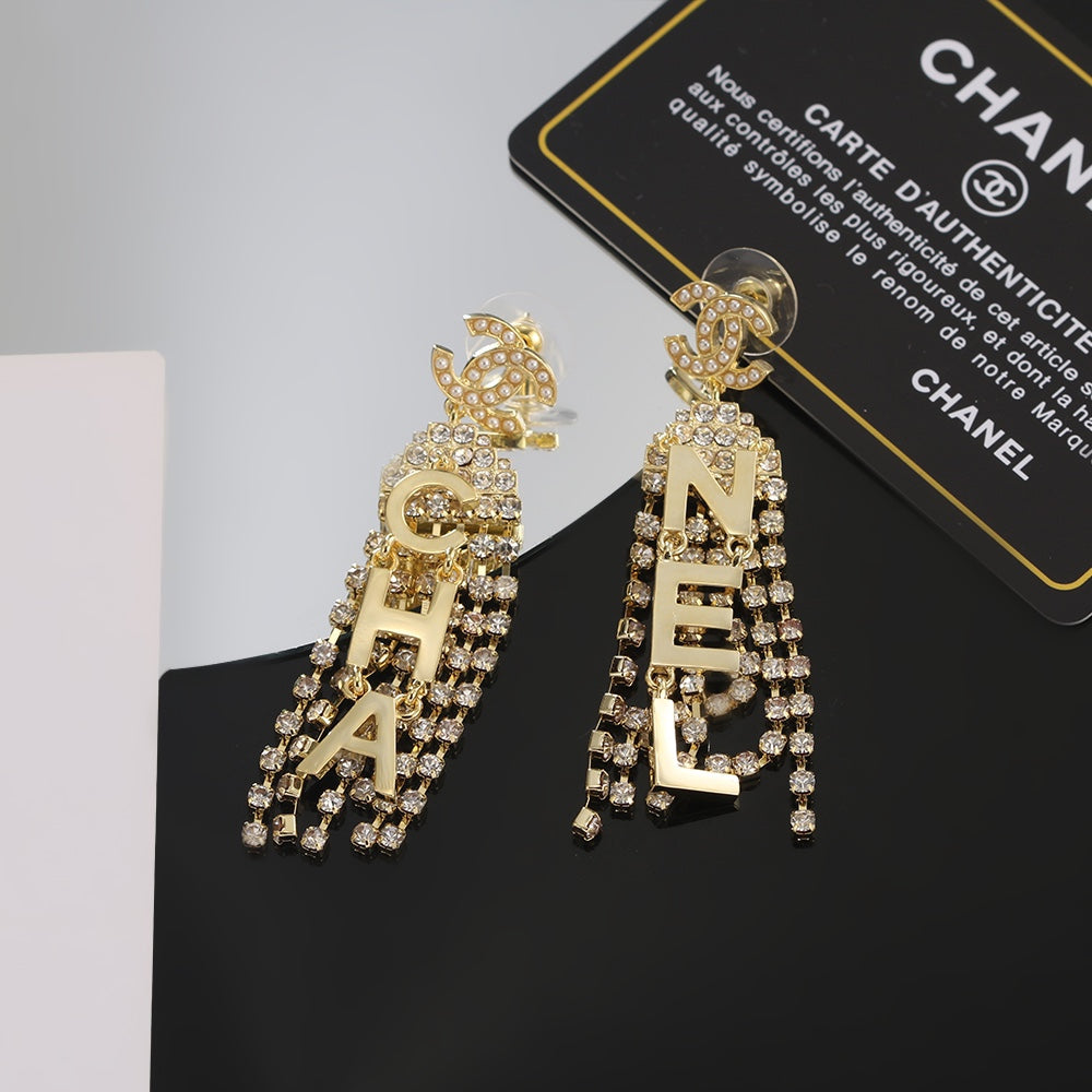 18K  Chanel Letter Earrings