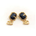 18K  Chanel Pendant Leather Earrings