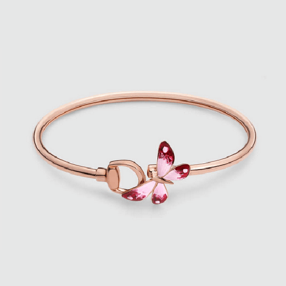 18K Double Gucci Flora Bangle Bracelet