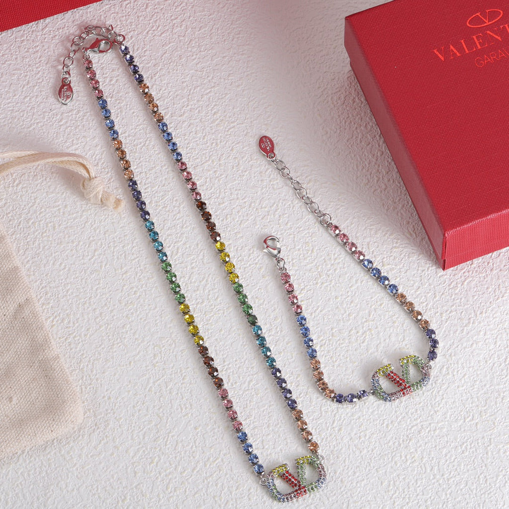 18K Valentino Multi-Color Crystals Necklace