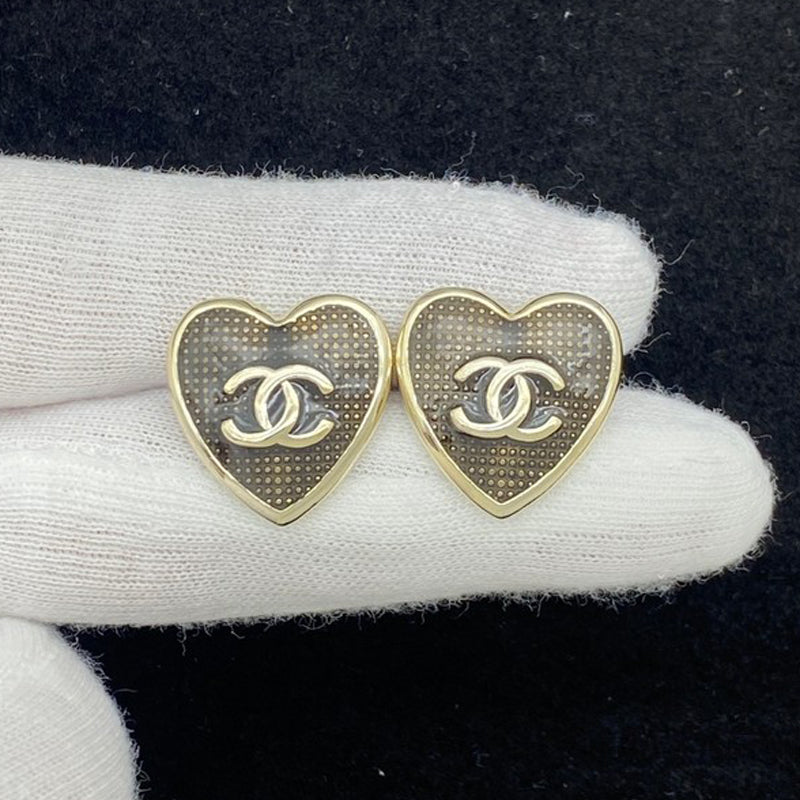 18K  Chanel Heart Gold Earrings