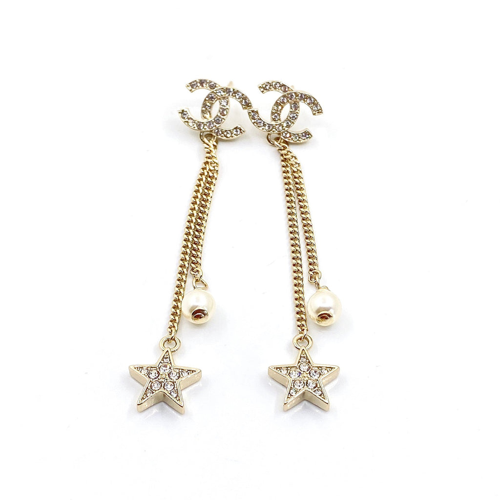 18K  Chanel Pearl & Star Earrings