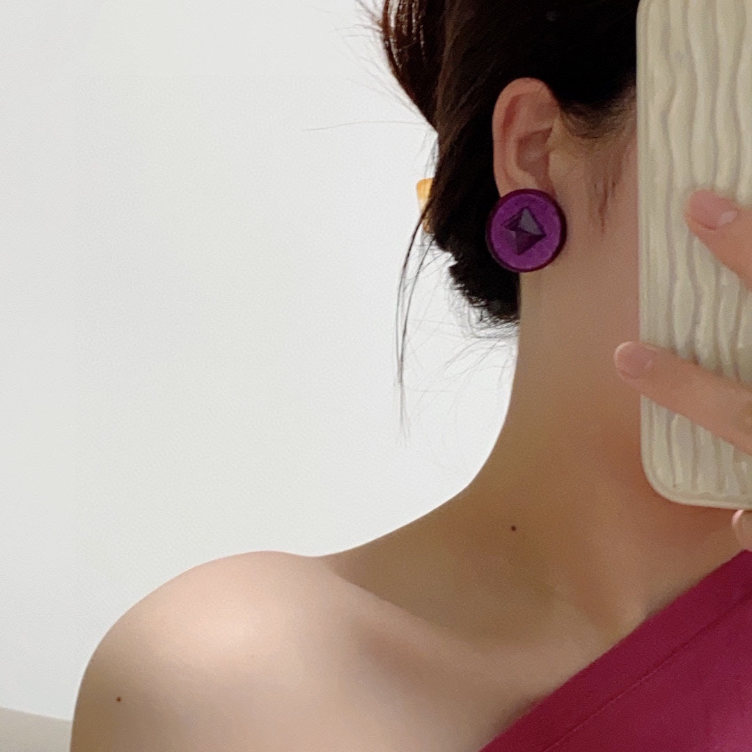 18K Vintage  Chanel Purple Earrings