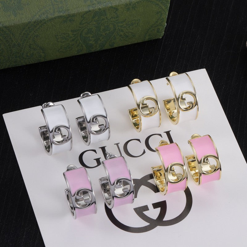 18K Double Gucci Color Enamel Earrings