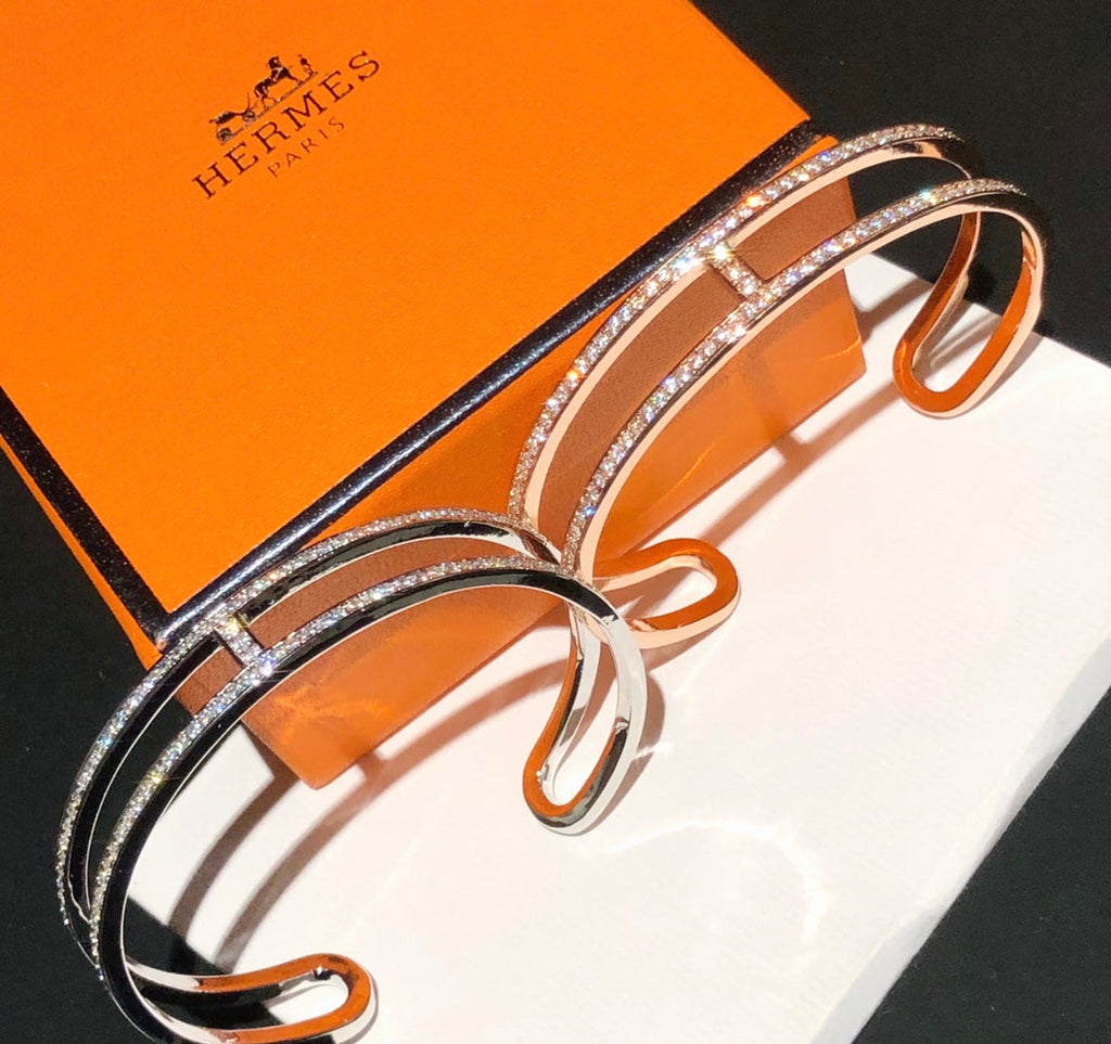 18K Ever Chain D¡¯ancre Cuff Diamond Hermes Bracelet