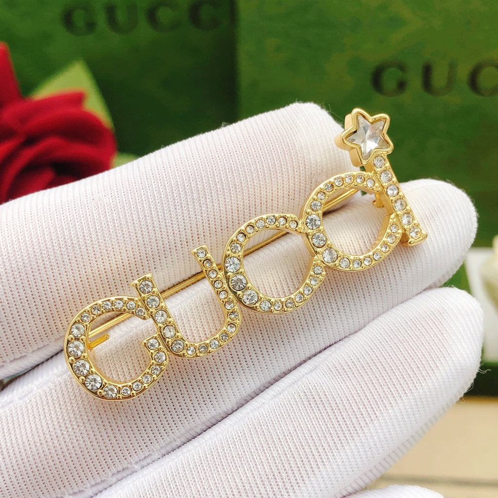 18K Double Gucci Diamonds Brooch